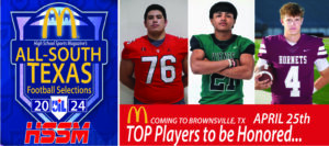McDonald’s All-South Texas Football Team Announced; To Be Honored April 25th…